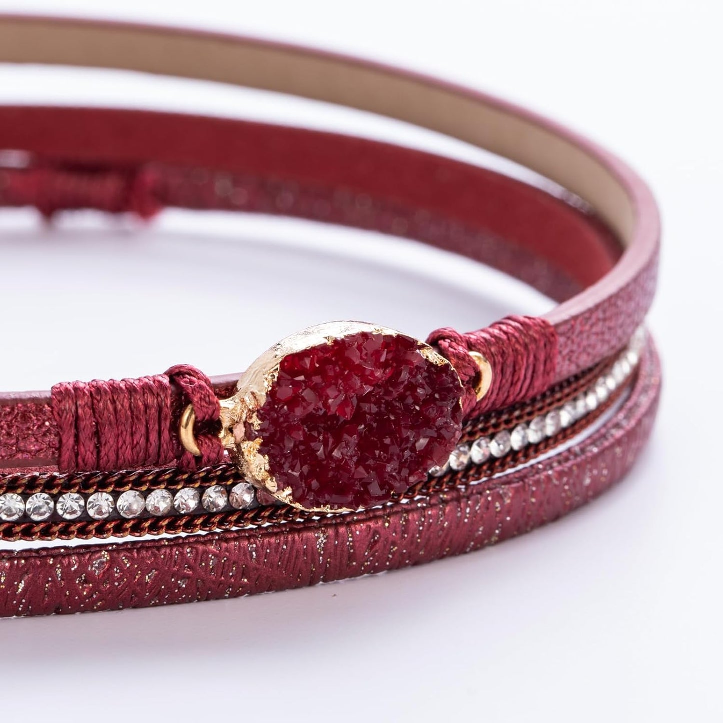 FANCY SHINY Leather Wrap Bracelet Boho Cuff Bangle Bracelets Crystal Bead Bracelet with Magnetic Clasp Jewelry Gifts for Women