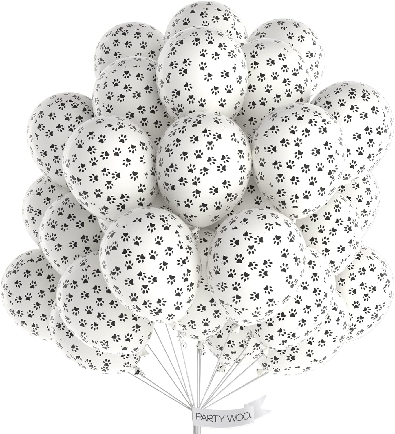 PartyWoo Paw Balloons 50 pcs 12 Inch Matte White Dog Paw Print Latex Helium Balloons for Dog Animals Theme Party Birthday Party Decorations
