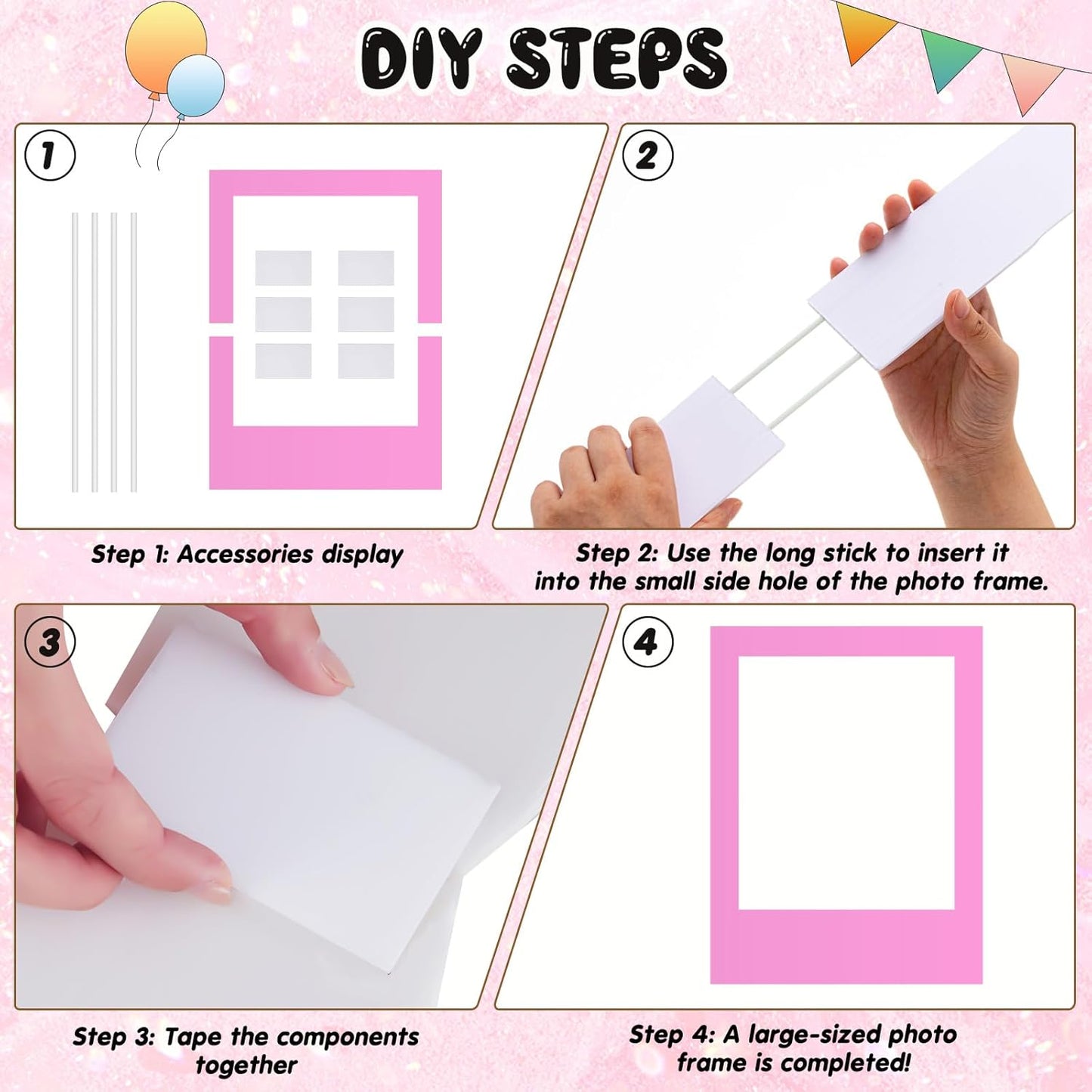 32 x 24 Inch Photo Booth Selfie Frame Prop Booth for Birthday Event Parties Large Blank DIY Cutout Props for Funny Decoration Christmas, Holiday Supplies