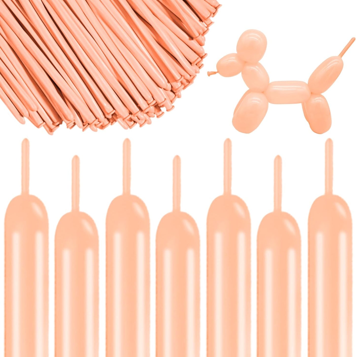 260 Long Balloons 100 Pack Pastel Orange Twisting Animal Balloons Thickening Latex Modeling Long Magic Balloons for Animal Model Weddings Birthdays Festival Party Decorations