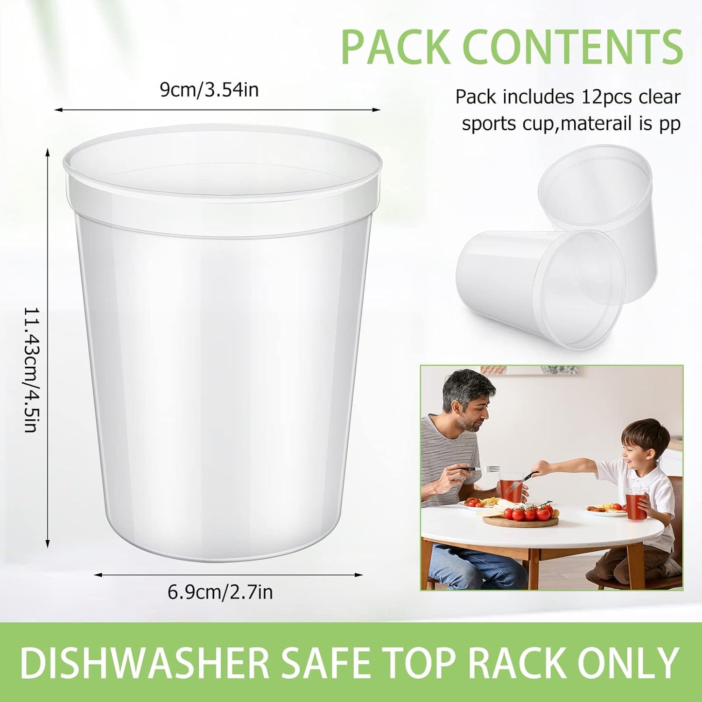 Yungyan 50 Pack 16oz Stadium Cups Reusable Plastic Cups Blank Drink Tumblers for Parties, Events, DIY Projects, 4.5 x 3.54 x 2.72 Inch (Clear)