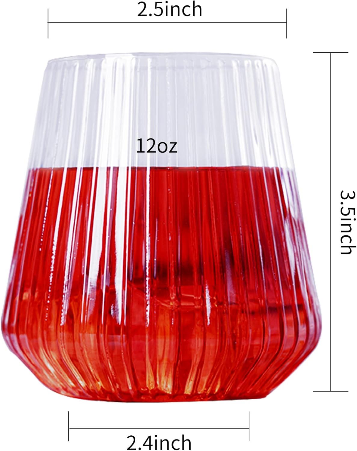 N9R 24 Count plastic wine glasses disposable 12oz - Elegant Origami Ripple Design, Shatterproof & Disposable for Whiskey, Cocktail, Champagne, Parties, Weddings, Events