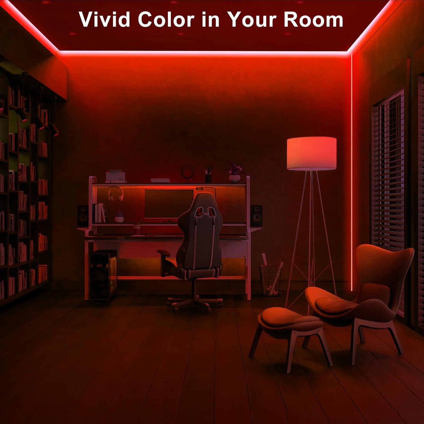 32.8ft Red COB Led Strip Lights with RF Remote, Dimmable Bright Dotless Adhesive Indoor Led COB Light Strip for Cabinet, Painting, Room, Bed