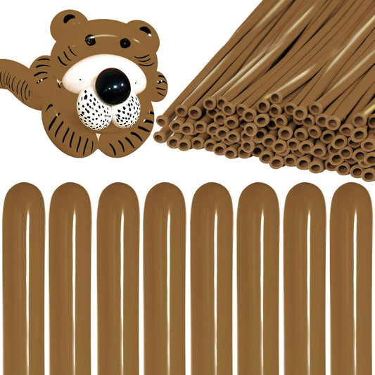 KAWKALSH 260 Coffee Brown Long Balloons for Balloon Garland Thickening Skinny Latex Twisting Animals Modeling Christmas Birthday Wedding Party Festival Decorations 100pcs