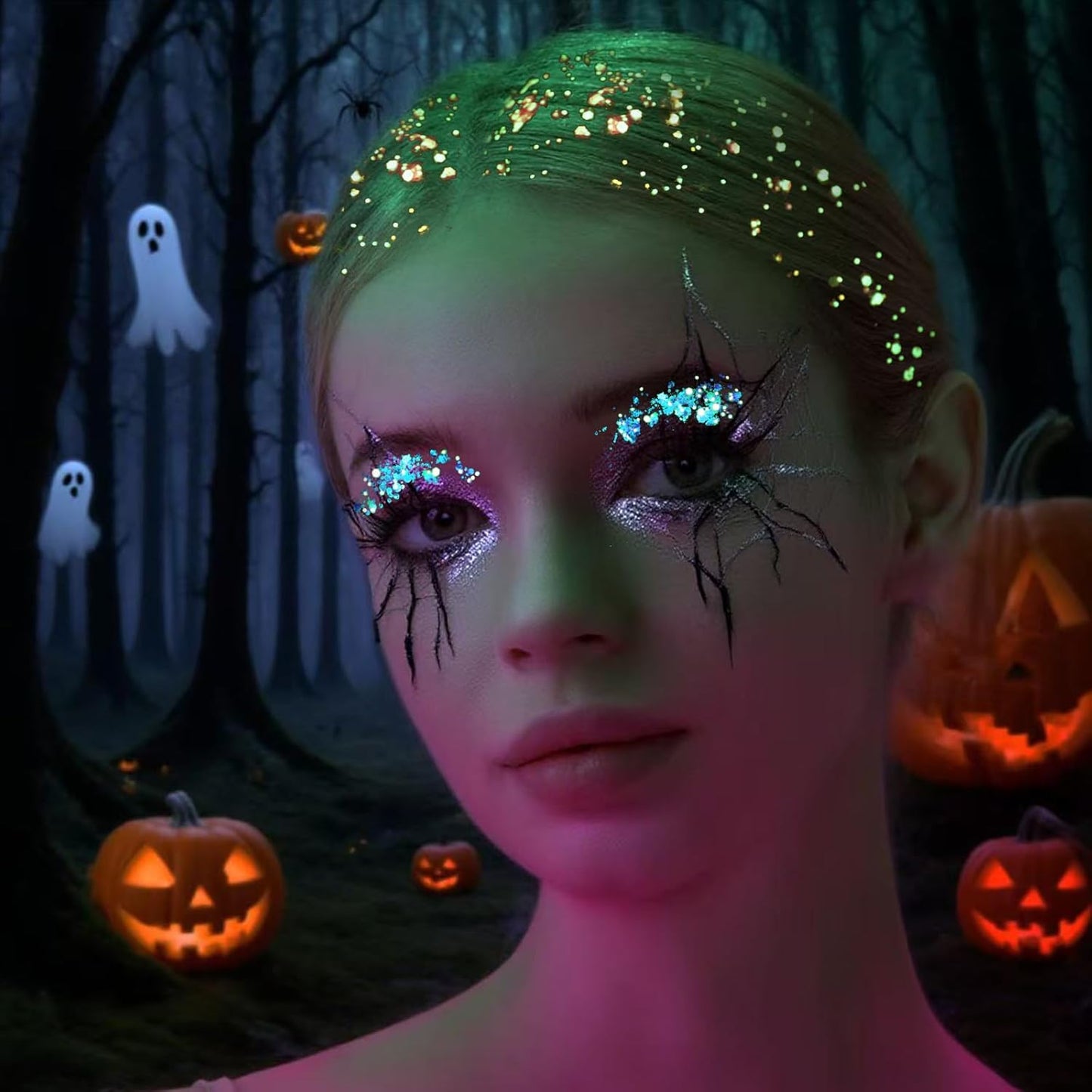 Teenitor Glow in The Dark Glitter, 12 Colors Body Glitter Face Glitter Hair Glitter Gel for UV Black Light Halloween Makeup Festivals Raves