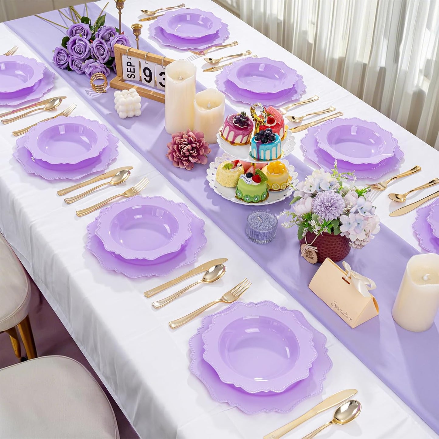 COLOSUS 60 Pack Lavender Purple Plastic Bowls, 12 oz Disposable Soup Bowls, Premium Plastic Dessert Bowls,Heavy-duty Salad Bowl for Party, Wedding, Dinner, Christmas, Thanksgiving, and Catering