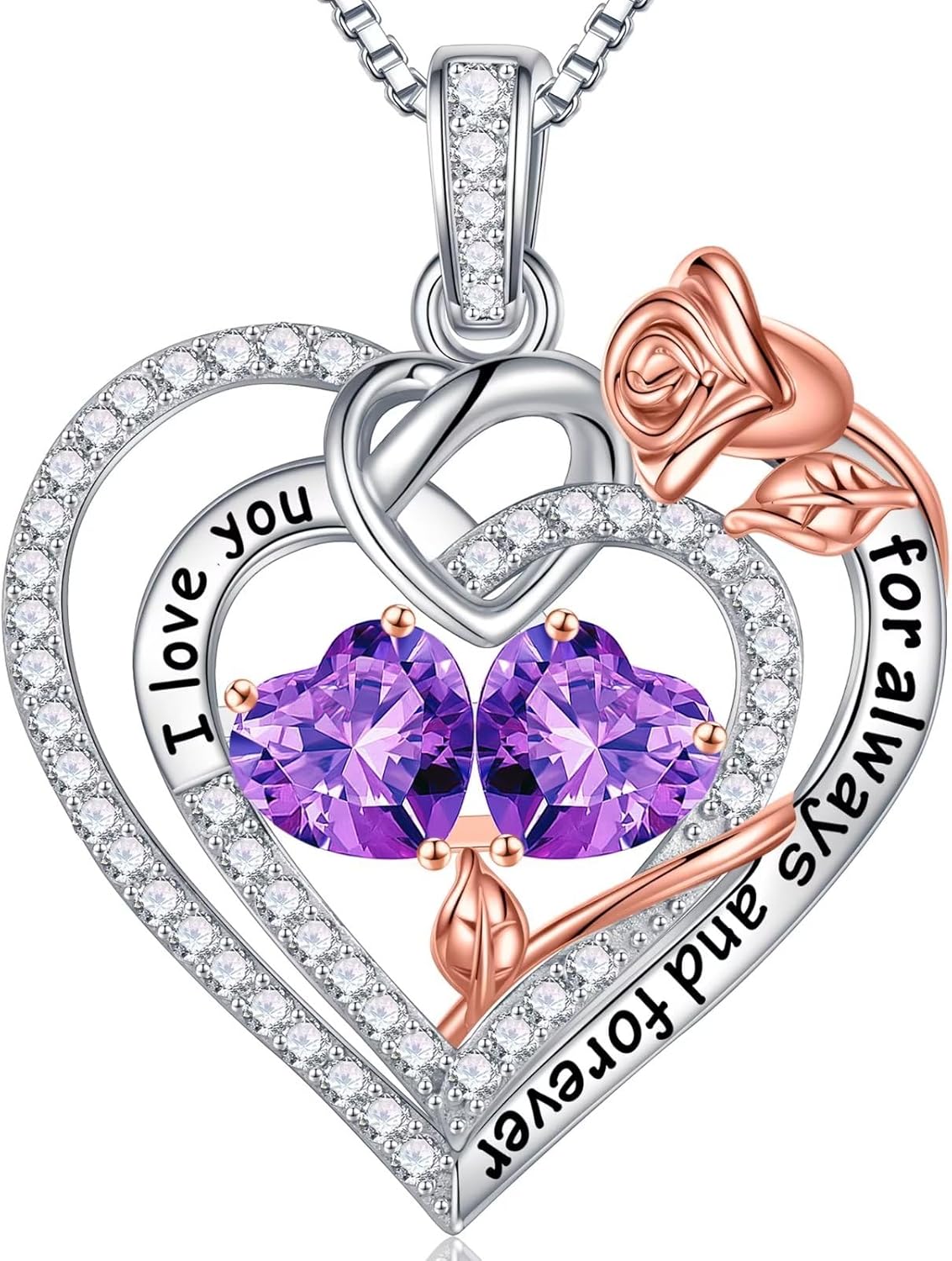 Iefil Christmas Gifts for Wife Women - 925 Sterling Silver Double Birthstone Necklace, Anniversary Birthday Gifts for Women, Jewelry Gift for Wife Girlfriend Mom Her