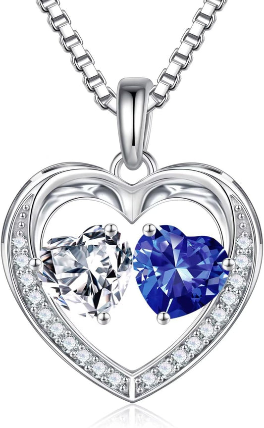 Iefil Christmas Gifts for Wife - 925 Sterling Silver Birthstone Necklace, Anniversary Birthday Gifts for Women, Stocking Stuffers for Women Wife Mom Daughter