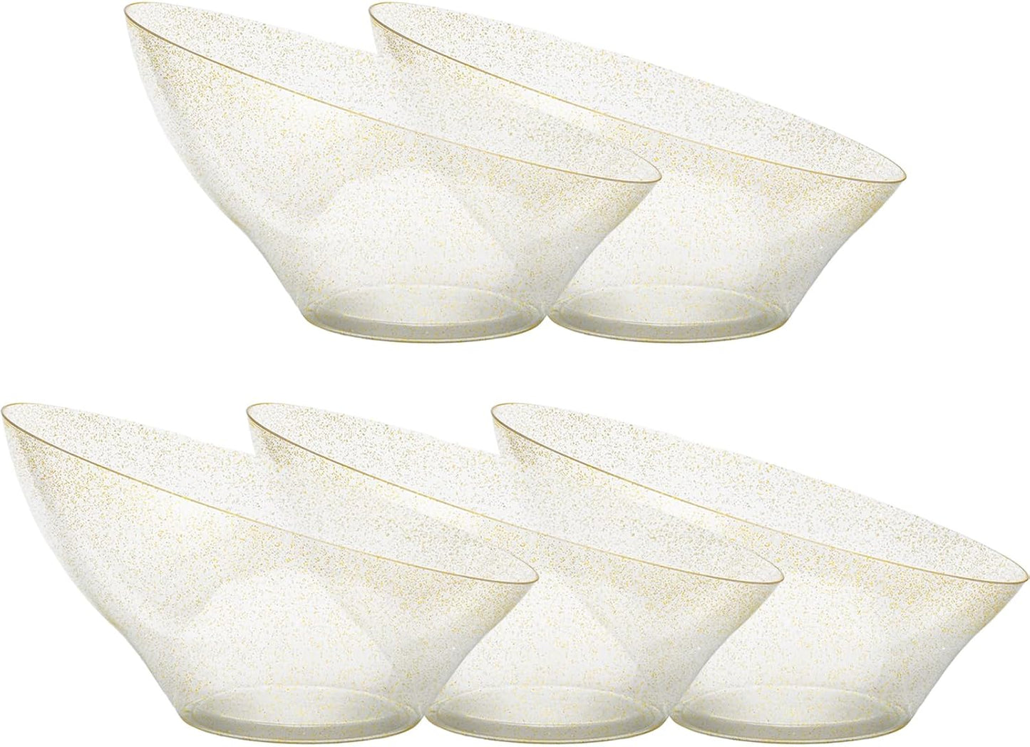 20pack Gold Serving Bowls，20oz Disposable Angled Plastic Candy Bowl, Medium Snack Bowls for Weddings Catering,Party,Dinners,Catering and Everyday Use