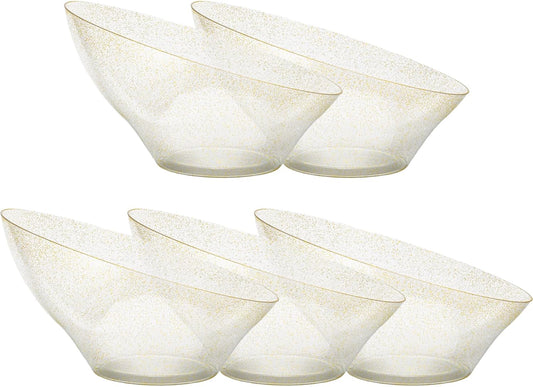 20pack Gold Serving Bowls，20oz Disposable Angled Plastic Candy Bowl, Medium Snack Bowls for Weddings Catering,Party,Dinners,Catering and Everyday Use