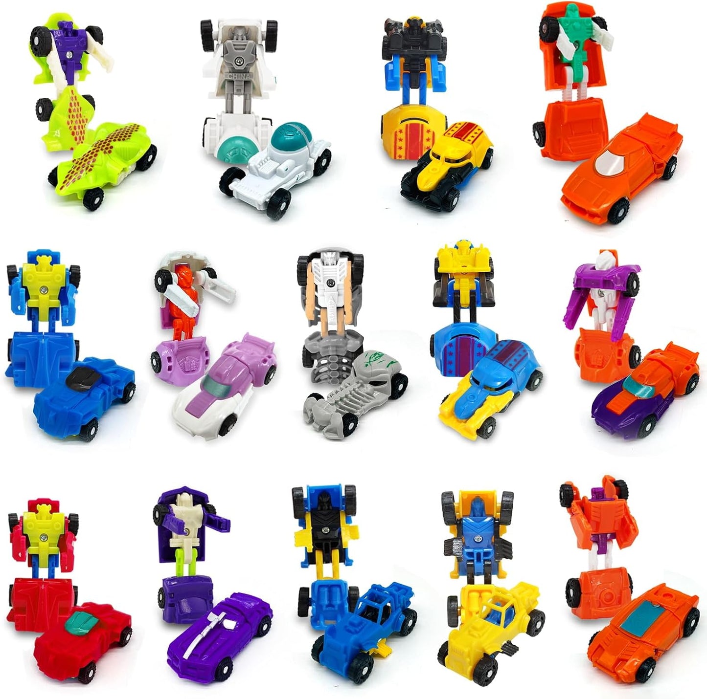 28 Pack Transforming Car Robot Toys for Kids, 14 Styles Prefilled Mini Vehicle Gift for Grandkids Boys Girls Party Favors, Birthday, Game Prizes and Christmas Stocking Stuffer Filler