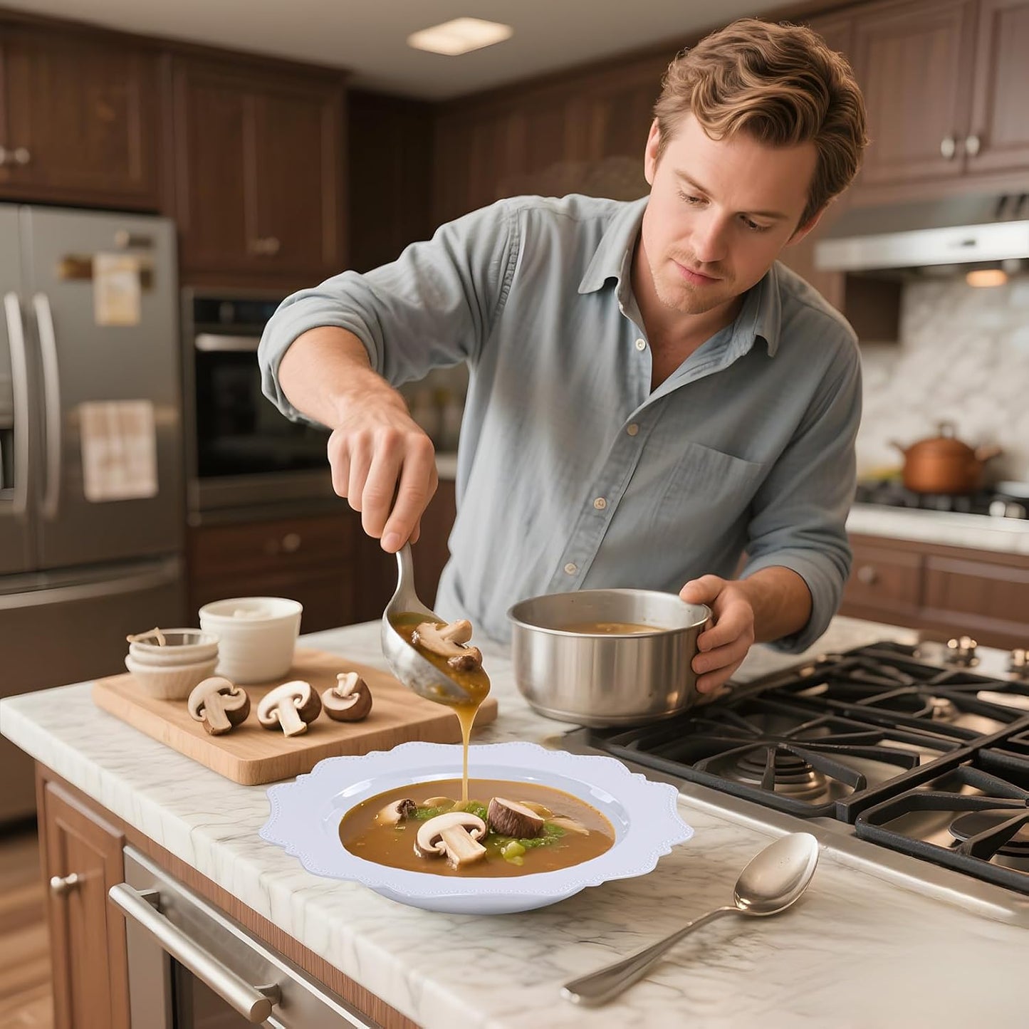 COLOSUS 60 Pack White Plastic Bowls, 12 oz Disposable Soup Bowls, Premium Plastic Dinner Bowls,Heavy-duty Dessert Salad Bowl for Party, Wedding, Dinner, Christmas, Thanksgiving, and Catering