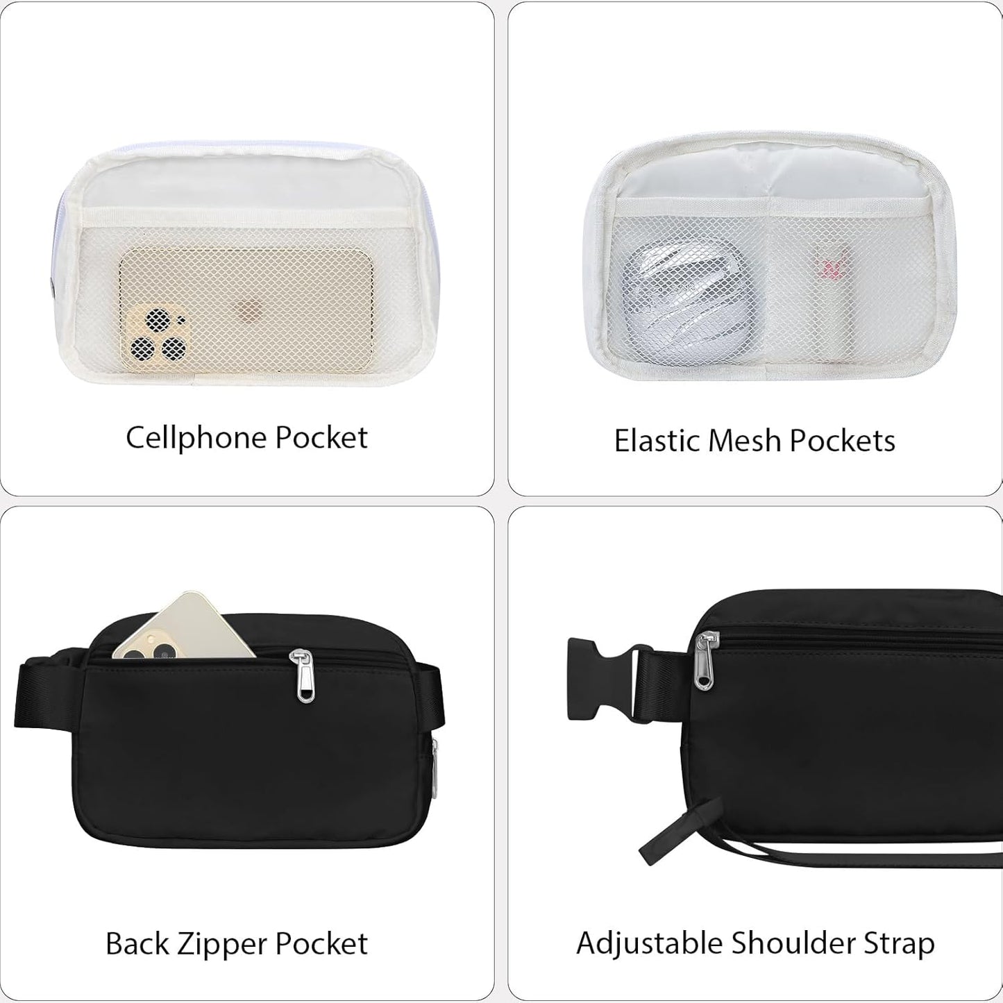 Lamyba Bride to be Gifts, Bridal Shower Gifts, Pearl Patch Bride Fanny Pack for Bachelorette Party Wedding day, Adjustable Strap Waterproof Mrs Crossbody Bag, Black