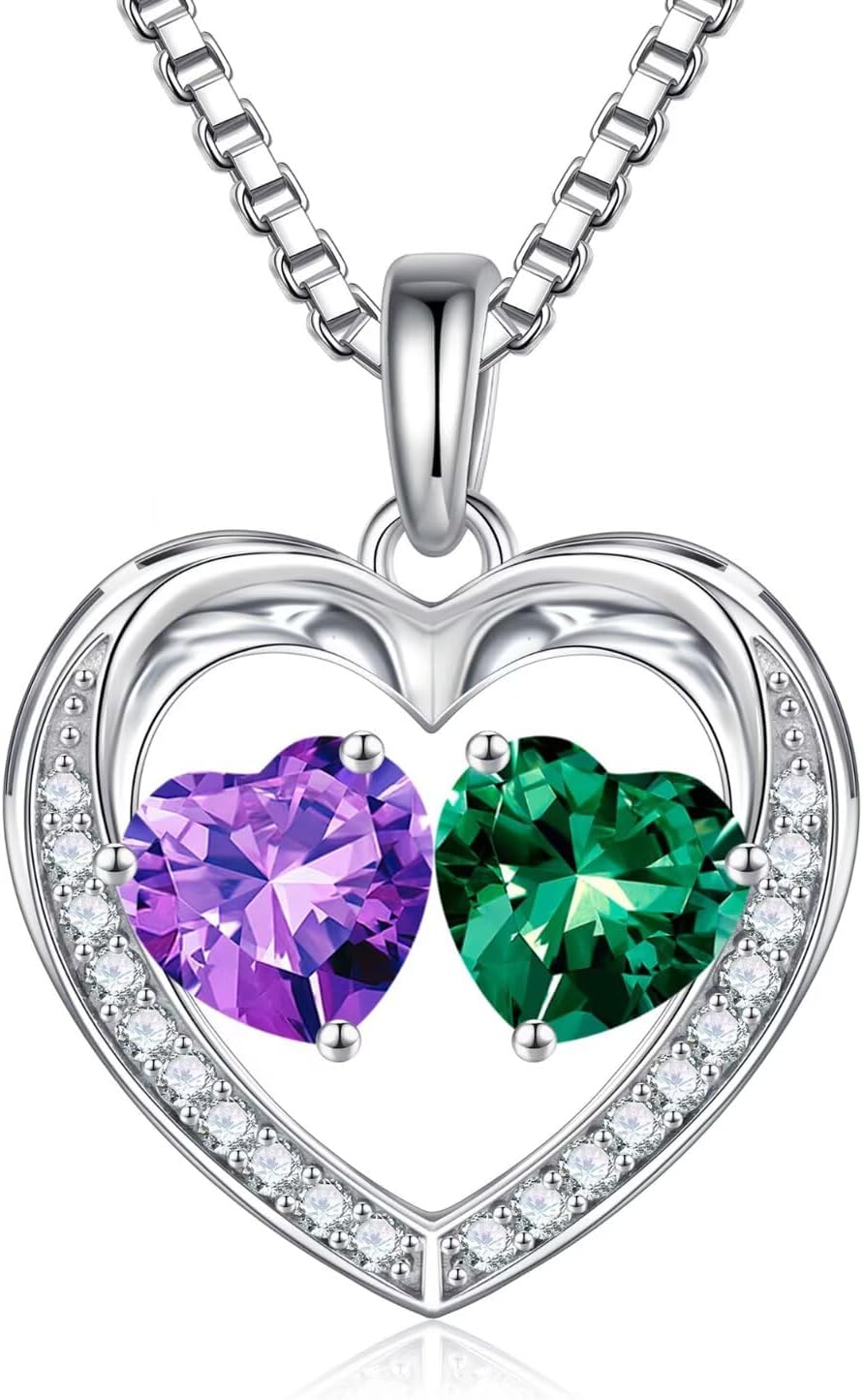 Iefil Christmas Gifts for Wife - 925 Sterling Silver Birthstone Necklace, Anniversary Birthday Gifts for Women, Stocking Stuffers for Women Wife Mom Daughter