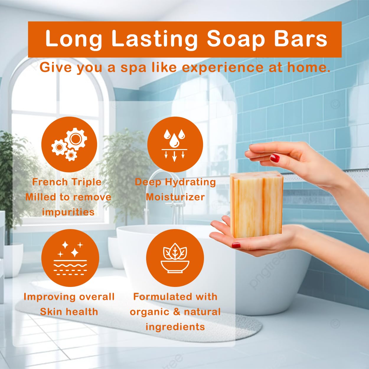 Orange Zest Scented Natural Soap Bars (12 Bars), 3.5oz Moisturizing French Triple Milled Soap Bars Enriched with Shea Butter - Pure Plant Oil Bath & Body Bars