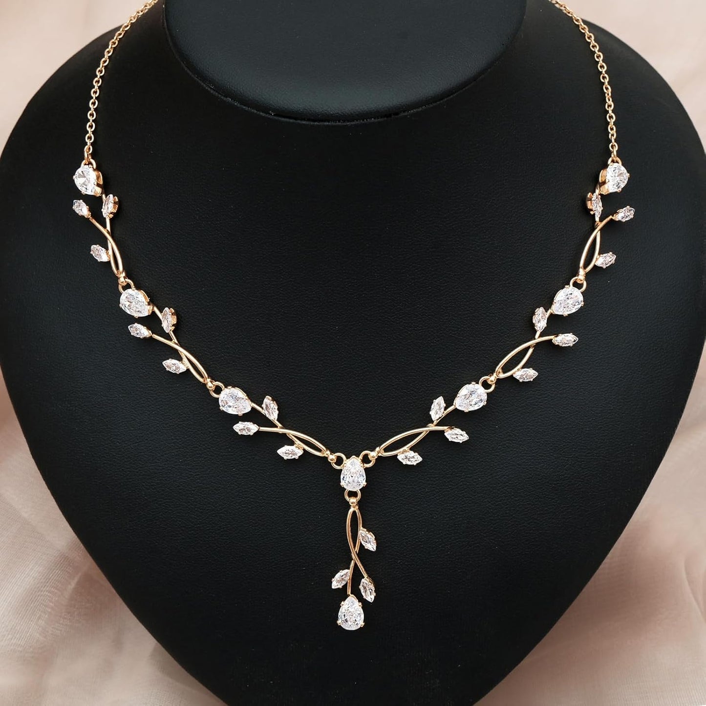 Elegant Bridal Jewelry Sets Clear Cubic Zirconia Wedding Necklace Earrings Bracelet Set for Birdes Bridesmaids CZ Prom Jewelry