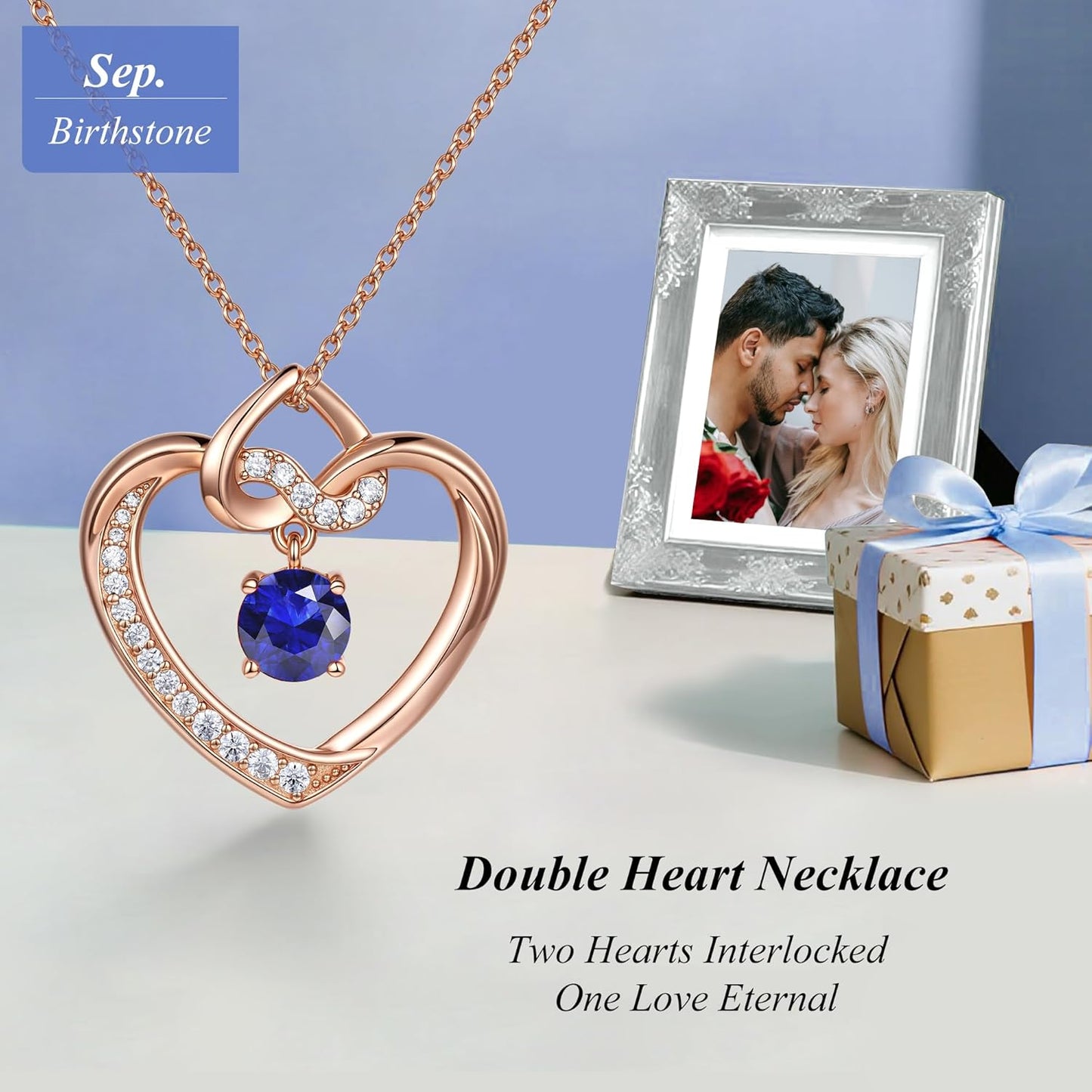 Heart Birthstone Necklaces Gifts for Women Wife, Jewelry for Women Wedding Anniversary Birthday Gifts for Wife Girlfriend Mom Christmas Valentines Gifts S925 Sterling Silver