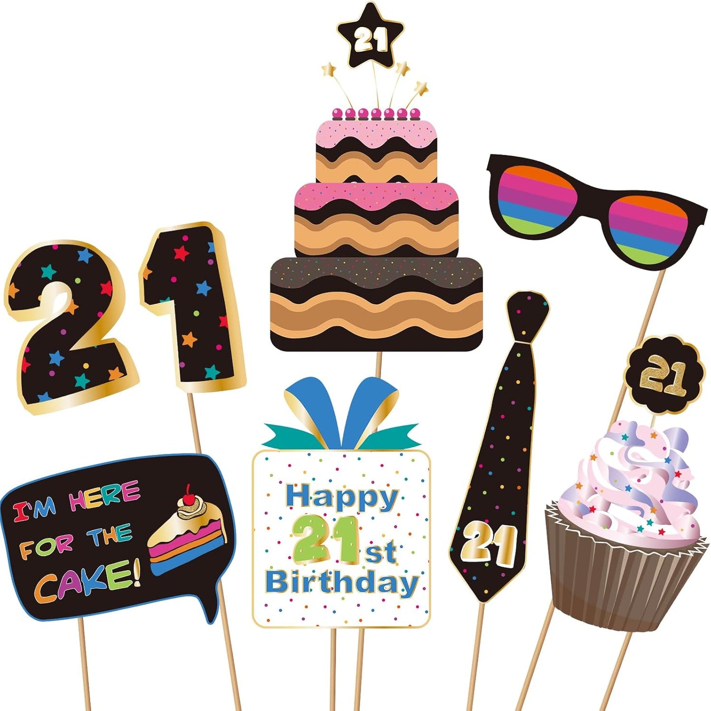 BRT Bearingshui 21st Photo Booth Props - Accessories, Party Signs & Decorations for 21st Birthday Celebrations