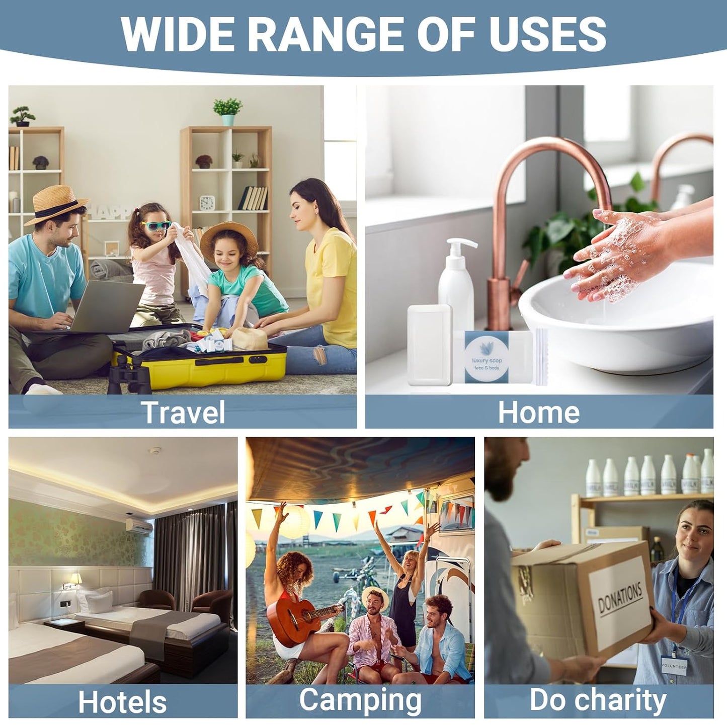 Kacctyen 100 Pcs 0.35oz Mini Bar Soap Bulk Individually Wrapped Bulk Hand Hotel Soap Bars Travel Size Toiletries for Vacation Hospitality Guest Bathroom Rentals