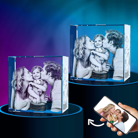 ArtPix 3D Crystal Photo, Christmas Personalized Gifts for Women, Wife, Her, Him, Men, Husband, Grandma, Great Xmas Customized Gift With Your Own Photo, Custom Glass 3D Laser Etched Picture Wedding