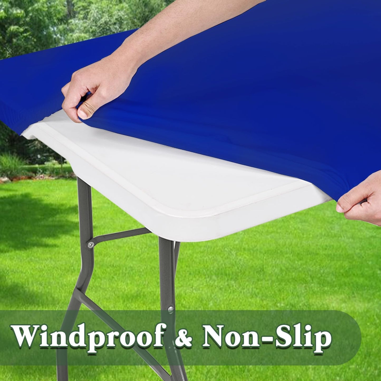 6 Pack Picnic Table Cover Elastic Fitted Tablecloths for 6 Foot Rectangle Tables Waterproof Stretch Washable Patio Folding Outdoor Spandex Tablecloth for Camping Banquet Parties (Royal Blue,30" x 72")