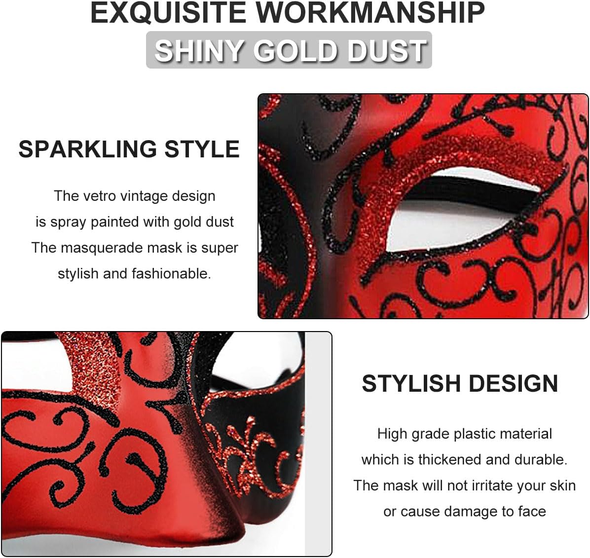 Masquerade Mask for Couples Lace Eye Mask Venetian Carnival Halloween Mask Party Ball Prom Mask Costume Mardi Gras 2Pack