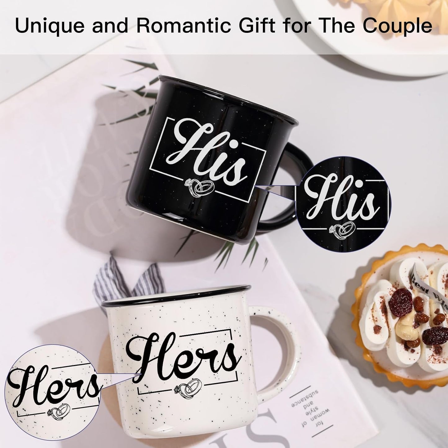 His and Hers Mugs Set Of 2 Coffee Mug 10 Ounce, Wedding and Bridal Shower Gift, His and Hers Gifts, Engagement Couple Mug Cup Gift for Bride and Groom,Thanksgiving and Christmas Gifts