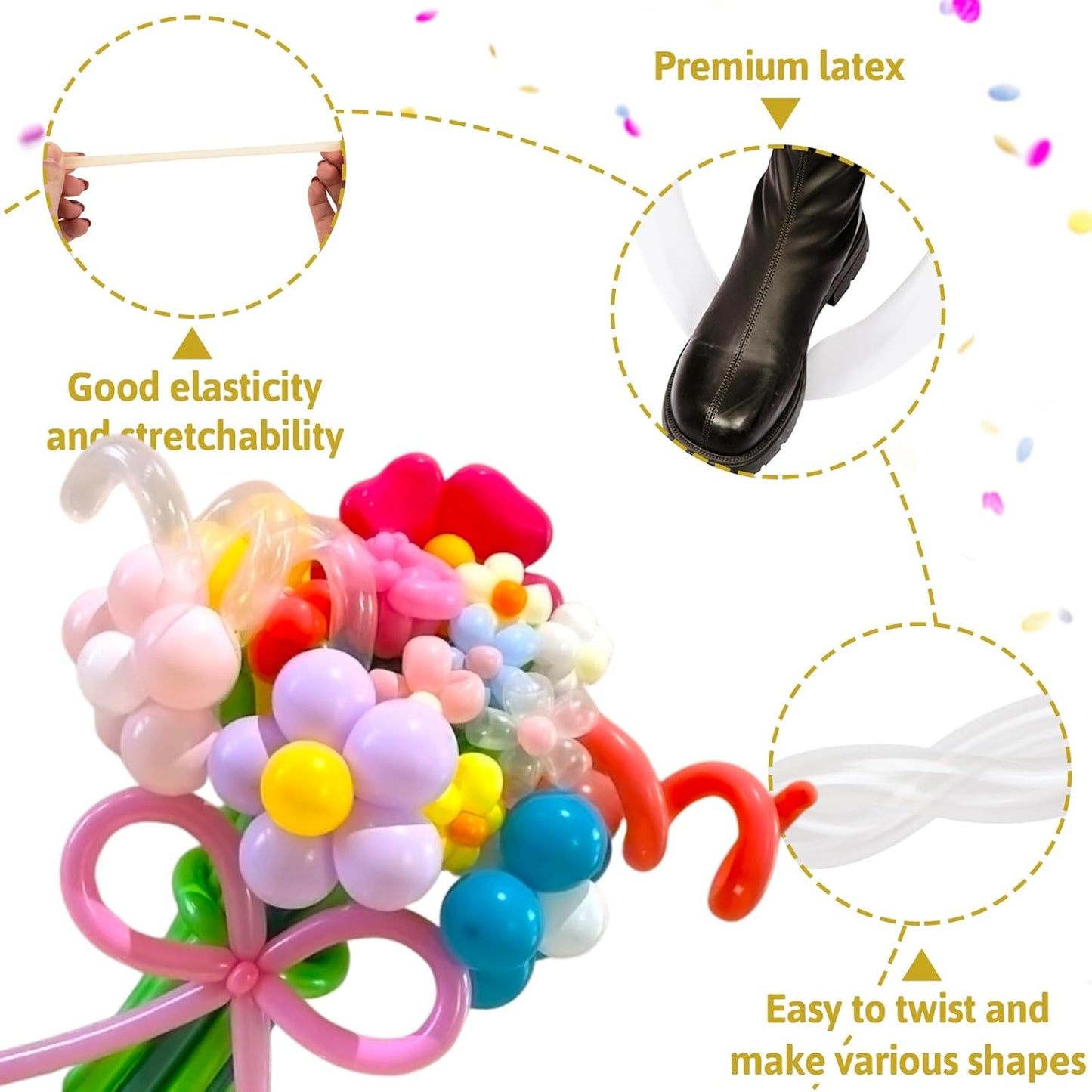 LovesTown 100PCS 260 Long Balloons, Clear Twisting Balloons Thickening Latex Magic for Modeling Animal Weddings Birthdays Festival Party Decoration