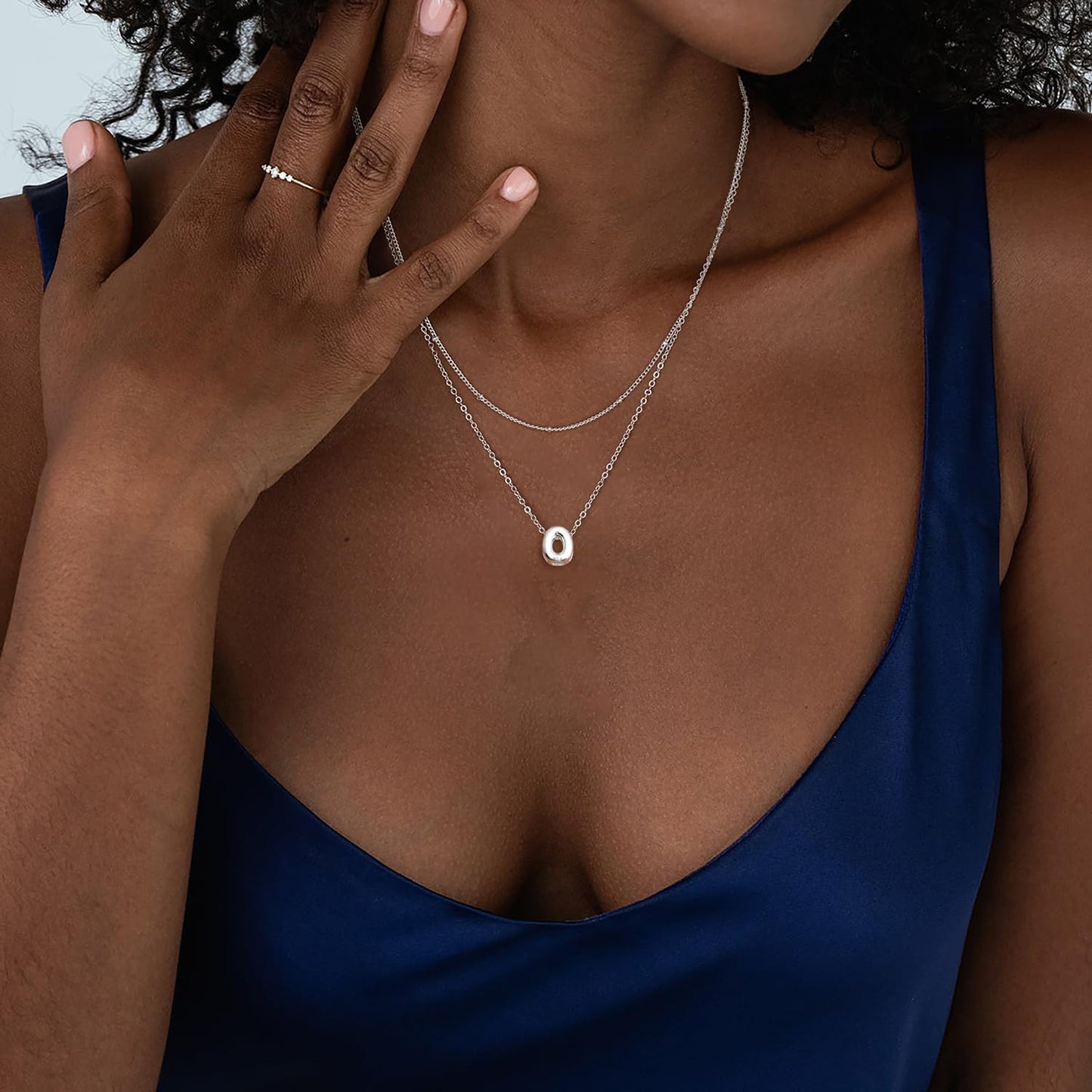 Bubble Letter Necklace Layered Initial Necklaces for Women Dainty Cute Choker Pendant Stack Jewelry Teen Gift Trendy Stuff