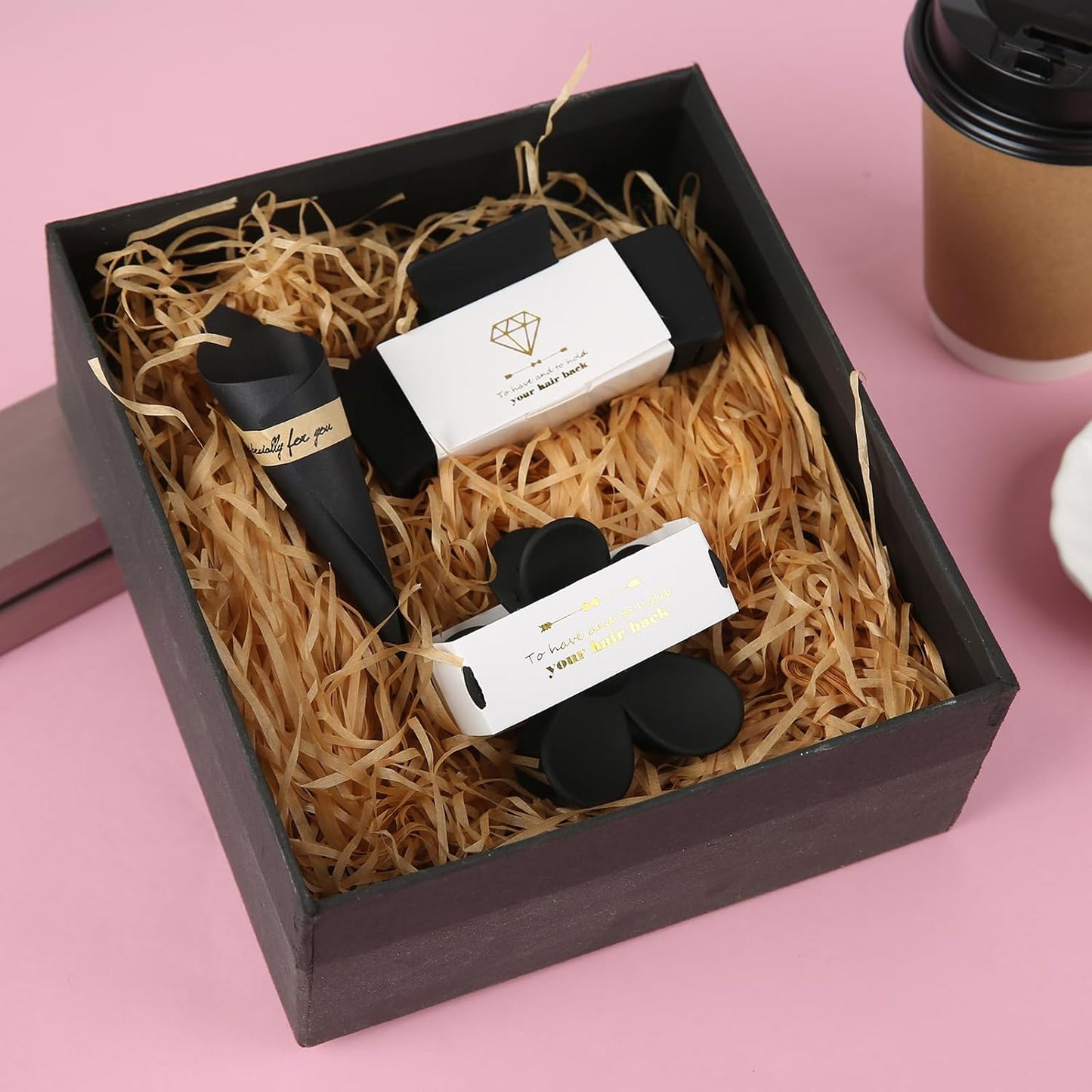 Bridesmaid Scrunchies Proposal Gifts 4.1inch square Hair Claws Bachelorette Hair Clip heart sunglasses Girls gift for Wedding Party Favors (Black)