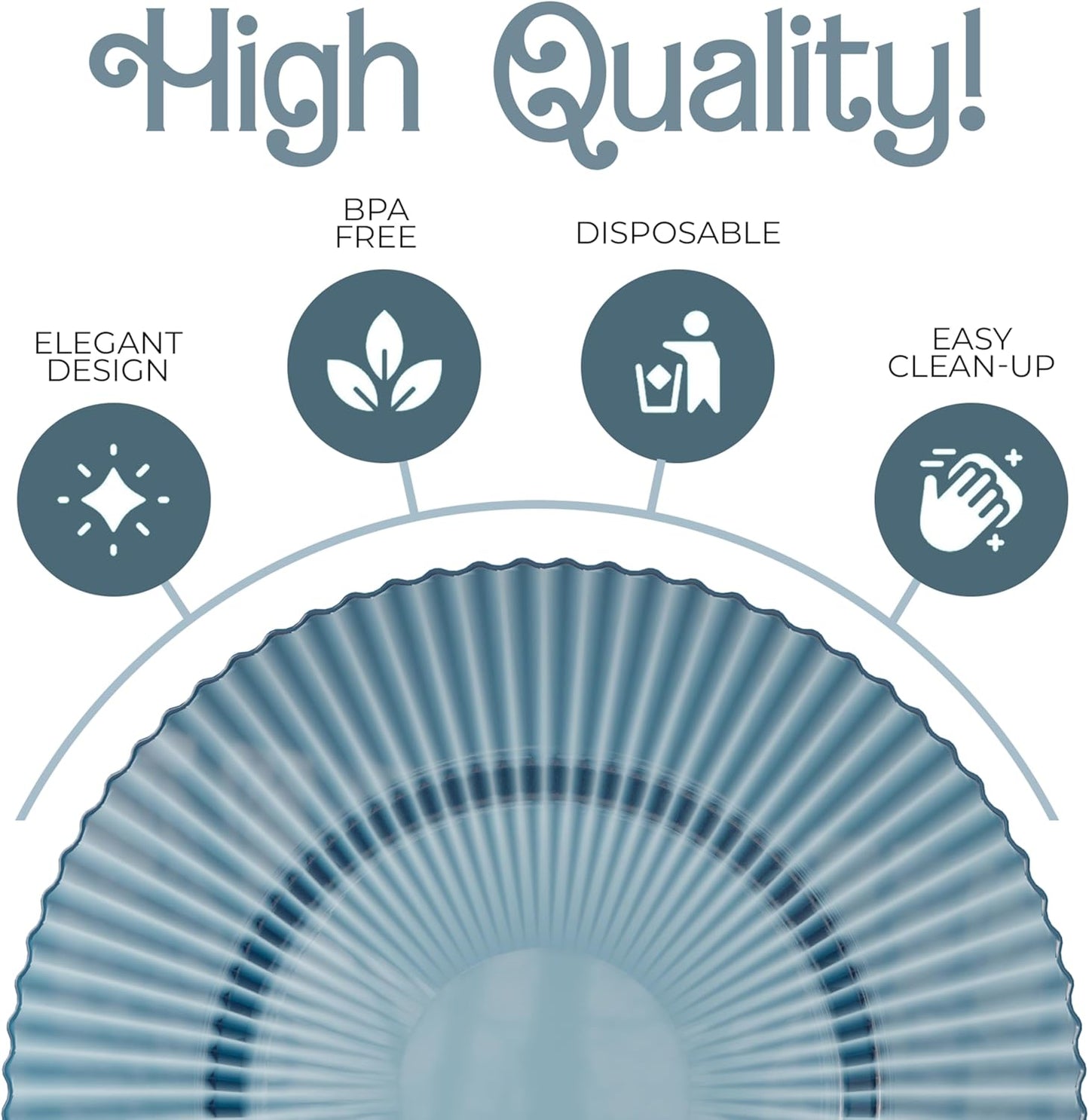 Exquisite 80 Piece Plastic Disposable Plates Set For 40 Guests I 20 X 9 Inch & 40 X 11 Inch Disposable Plastic Plates | Color: Blue | Great for Weddings Parties And Formal Occasions