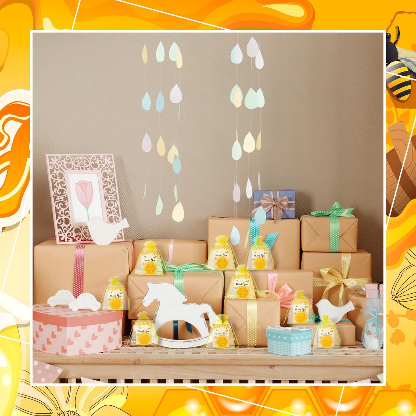 Lounsweer 48 Set Christmas Baby Shower Favors Honeycomb Soap Bar Gift Set for Guest Scented Soap with Card Bags for Gender Reveal Holiday Wedding Birthday Honey Keepsakes Decorations(Bee Honeycomb)