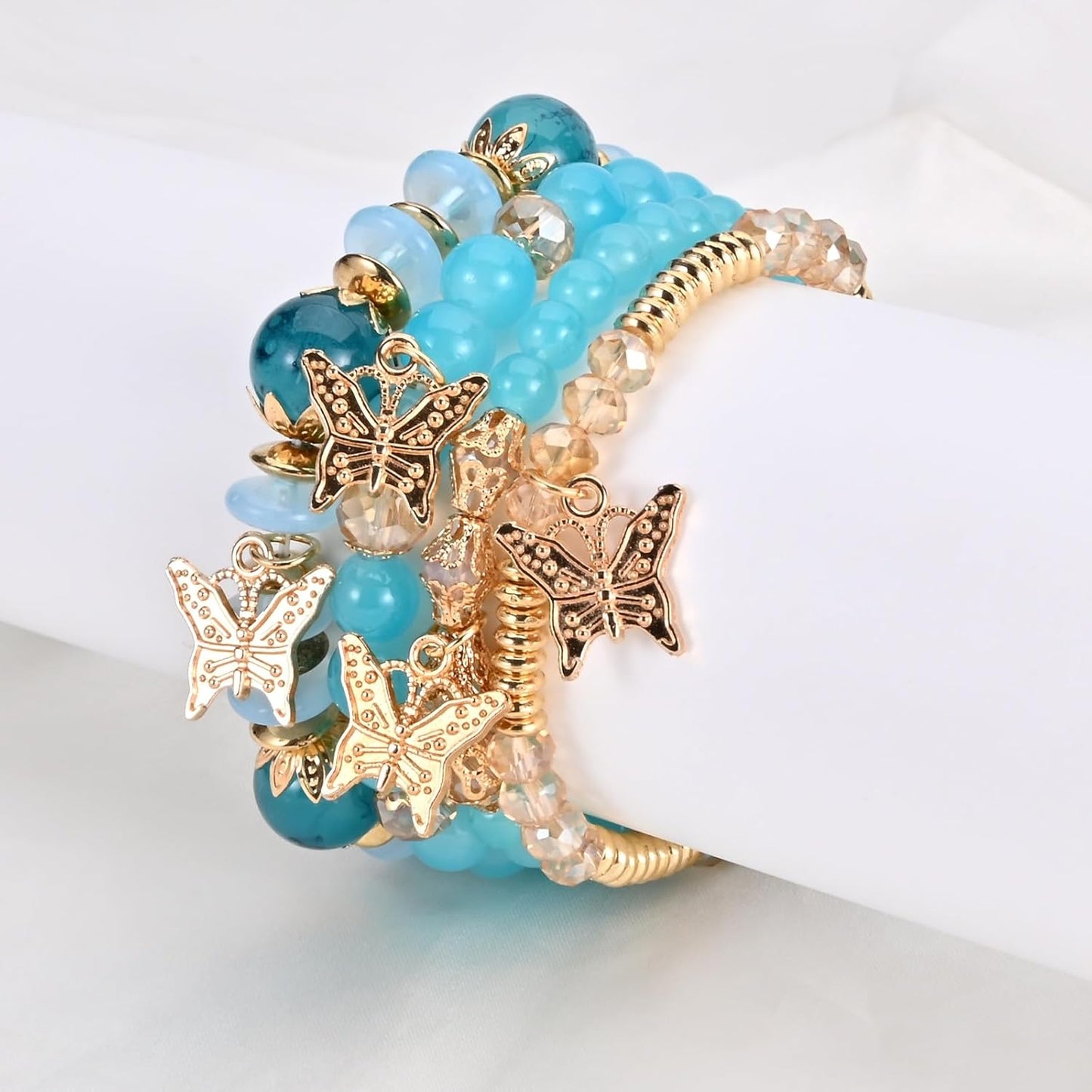 Bohemian Bracelet Sets for Women - 6 Sets Stackable Stretch Bracelets Multi-color Boho Jewelry for Women Hippie Bracelets Dainty Jewelry