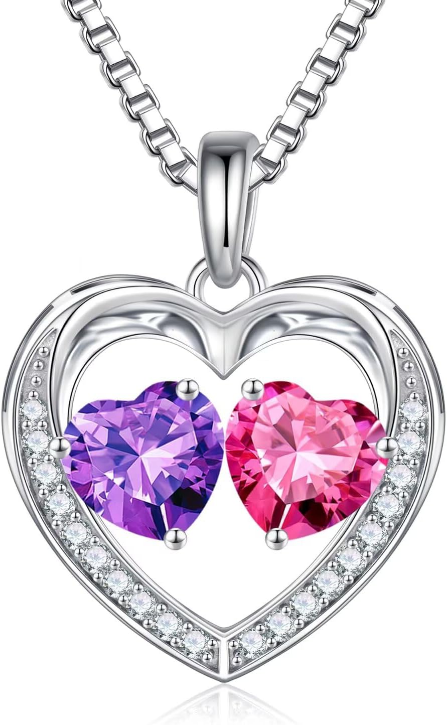 Iefil Christmas Gifts for Wife - 925 Sterling Silver Birthstone Necklace, Anniversary Birthday Gifts for Women, Stocking Stuffers for Women Wife Mom Daughter