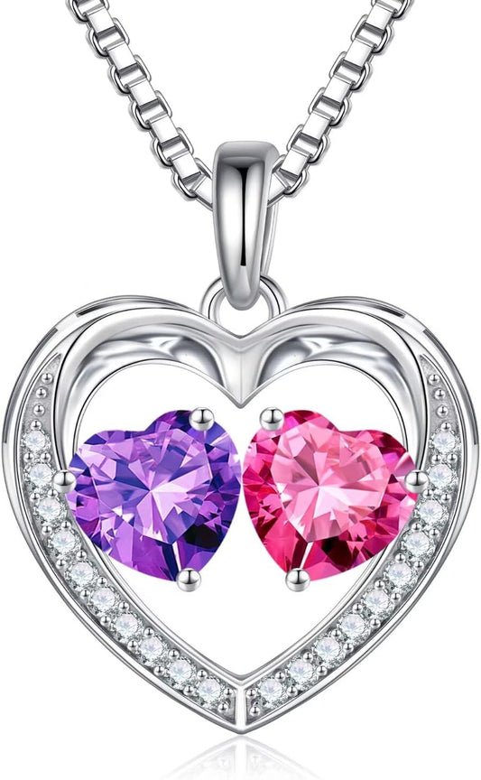 Iefil Christmas Gifts for Wife - 925 Sterling Silver Birthstone Necklace, Anniversary Birthday Gifts for Women, Stocking Stuffers for Women Wife Mom Daughter