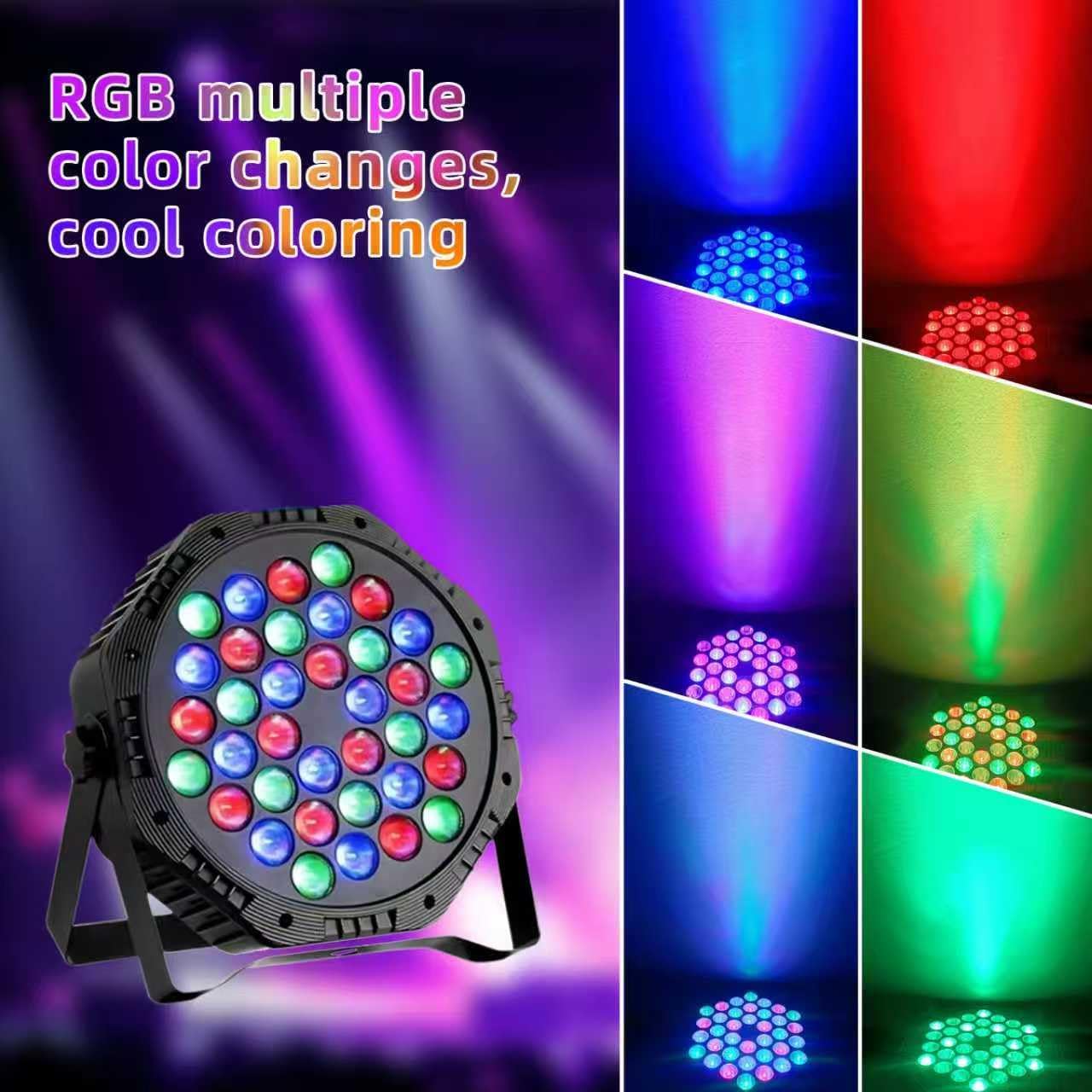 Yiixuyo-LED Par Lights DJ Stage Light Corded RGB 36 LED with Sound Activated Control DJ Uplighting for Wedding Party Club Christmas Stage Lighting - 4Pack