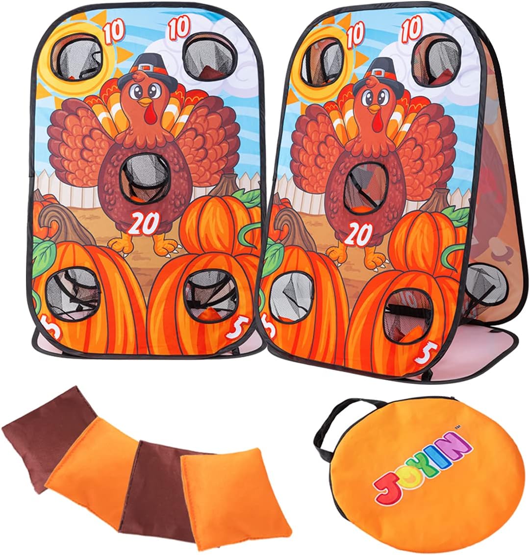 JOYIN Thanksgiving Portable Collapsible 5 Holes Toss Game Board with 8 Bean Bags for Outdoor Indoor Yard Games, Backyard Party and Thanksgiving Theme Party Favor Supplies