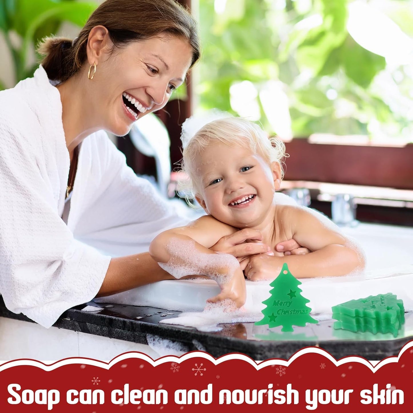 60 Set Christmas Soap Bar Gift Set Christmas Handmade Soaps Bulk Xmas Tree Snowman Gingerbread Snowflake Soaps with 50 Organza Bags 50 Thanks Tags Fun Holiday Stocking Stuffer Party Favors