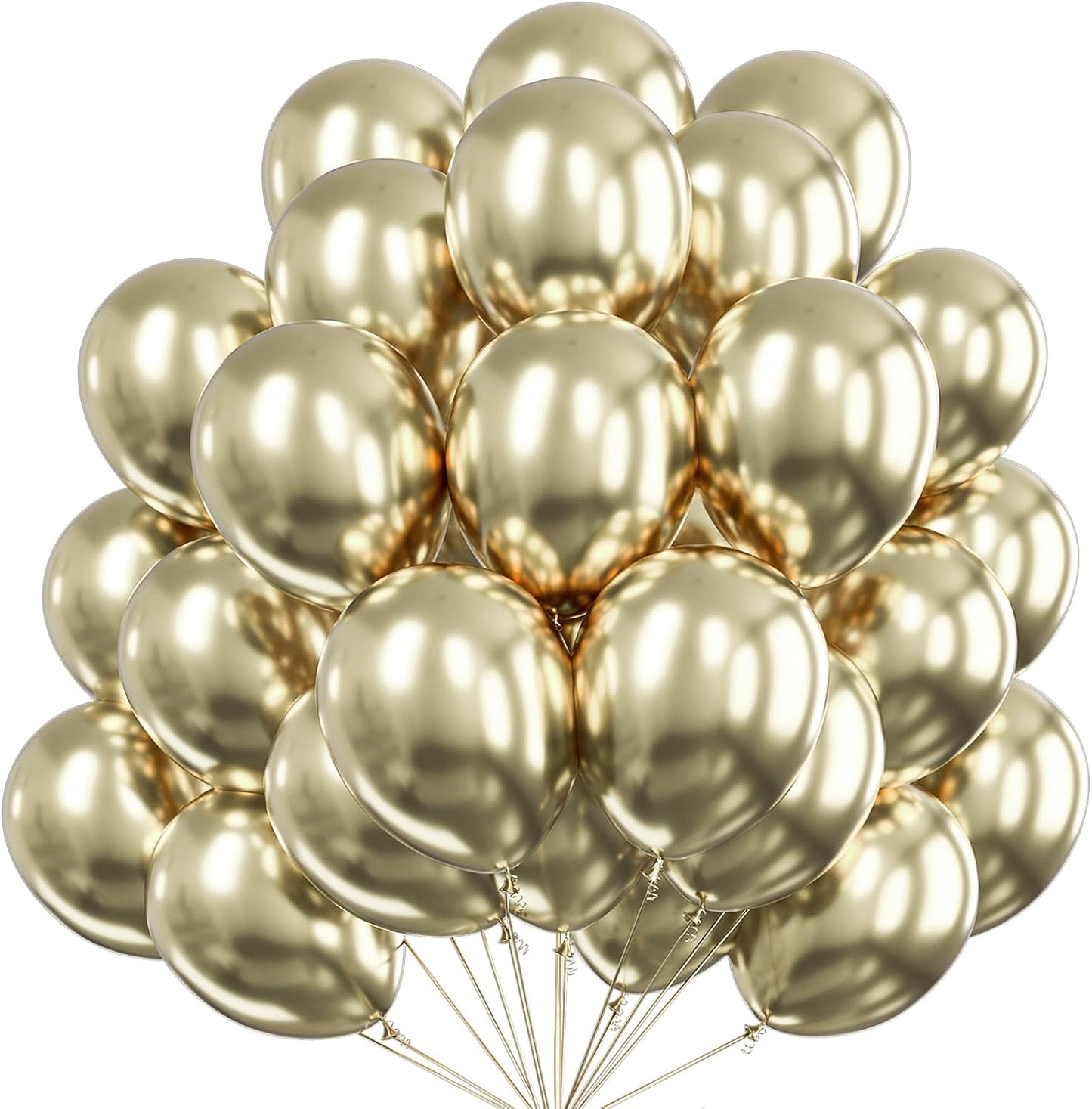 PartyWoo Metallic Gold Balloons 50 pcs 12 Inch Chrome Light Gold Latex Helium Balloons for Graduation Baby Shower Gender Reveal Christmas Wedding New Year Birthday Party Decorations Gold-G128