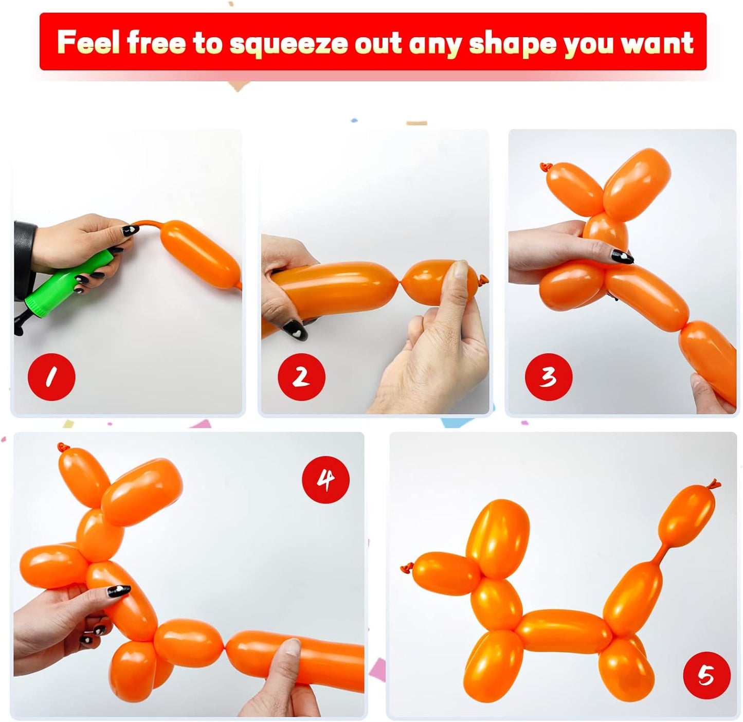 Long Balloons Animals, Thickening 260 Balloons for Tying Balloon Arch, Twisting Latex Magic Modeling Skinny Birthday for Kid‘s Party Wedding Decoartion 100pcs (Color)