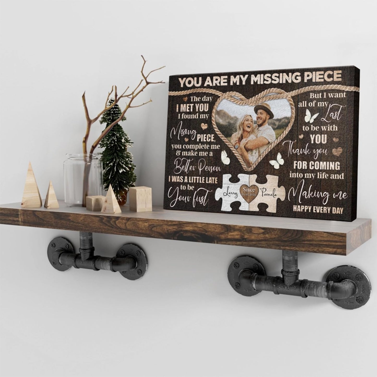 Dem Canvas Personalized Canvas Prints, Custom Photo And Name, You Are My Missing Piece, Wedding Gifts For Couple Anniversary Wedding Engagement Gift For Couples Canvas (36x24)