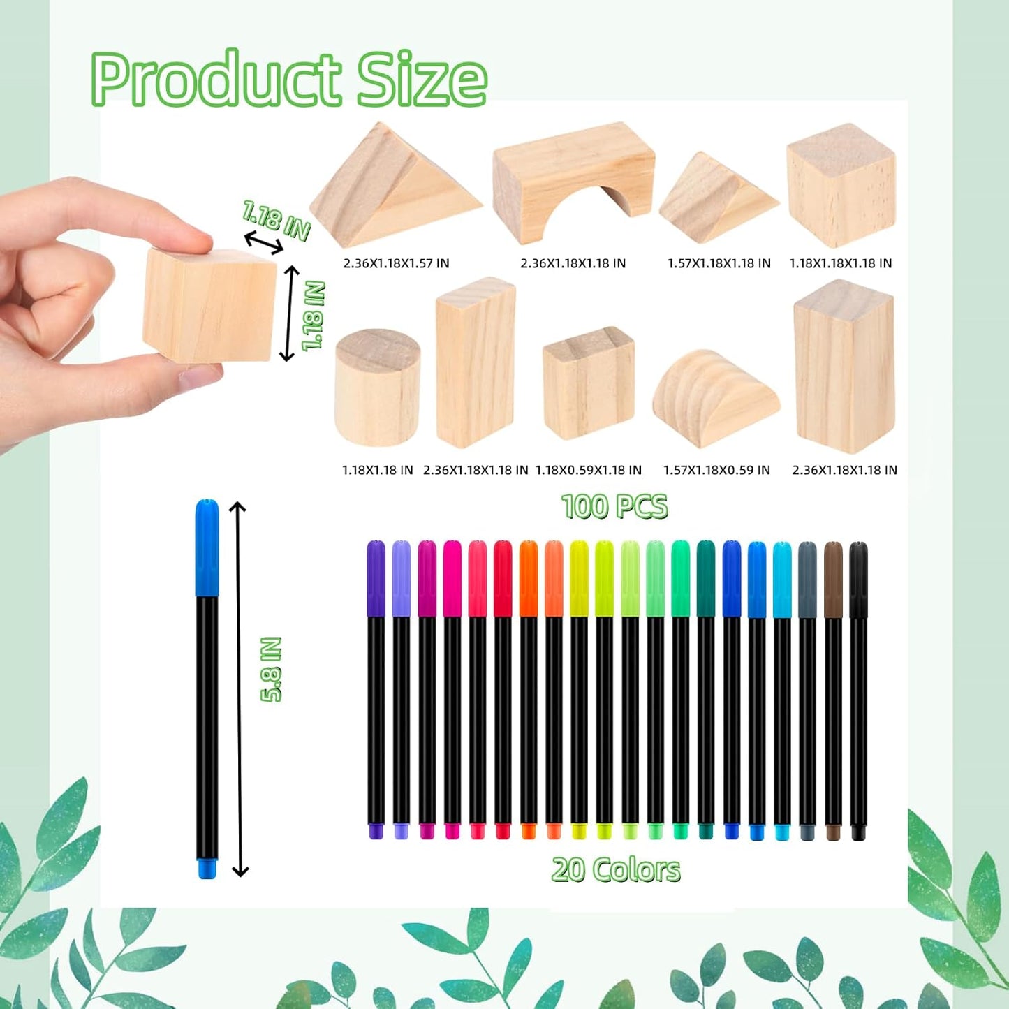 141 Pcs Baby Shower Game Sign Set Includes Decorative Square Signs 100 DIY Blank Wooden Blocks 20 Paint Markers(Animal)