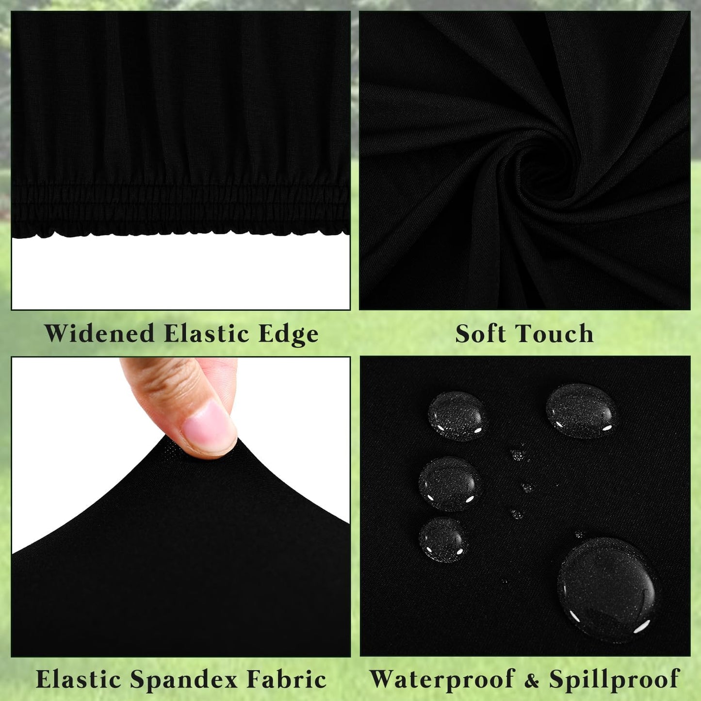 10 Pack Picnic Table Cover Fitted Tablecloth for 6 Foot Rectangle Tables Elastic Waterproof Stretch Washable Patio Folding Outdoor Spandex Table Cloth for Camping Banquet and Parties (Black,30" x 72")