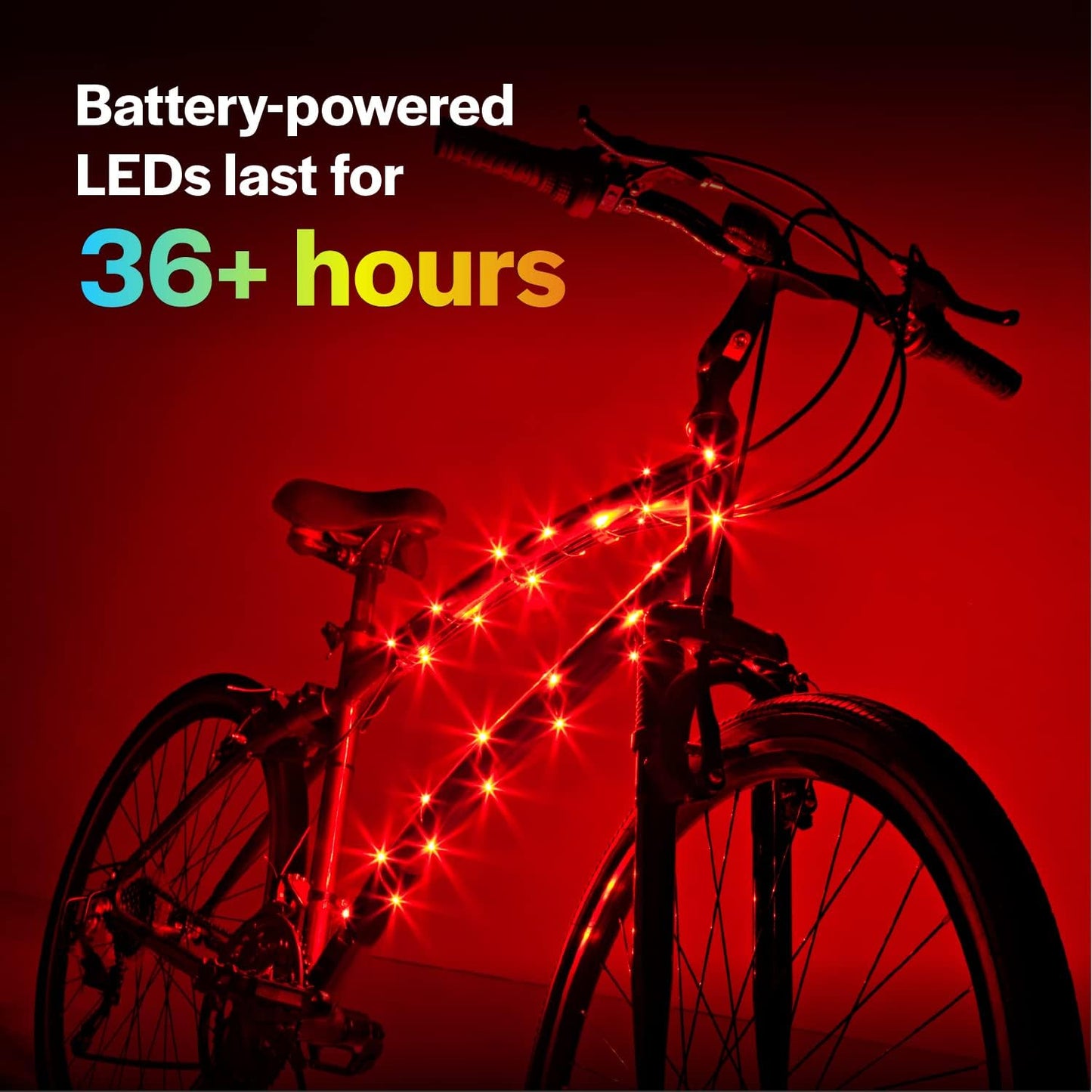 Brightz CosmicBrightz LED Bike Frame Rope Light - 6.5-Foot String Rope - Battery-Powered with On/Off Switch - Ultra Bright Color Keeps Your Ride Fun and Safe for Kids, Teens, & Adults