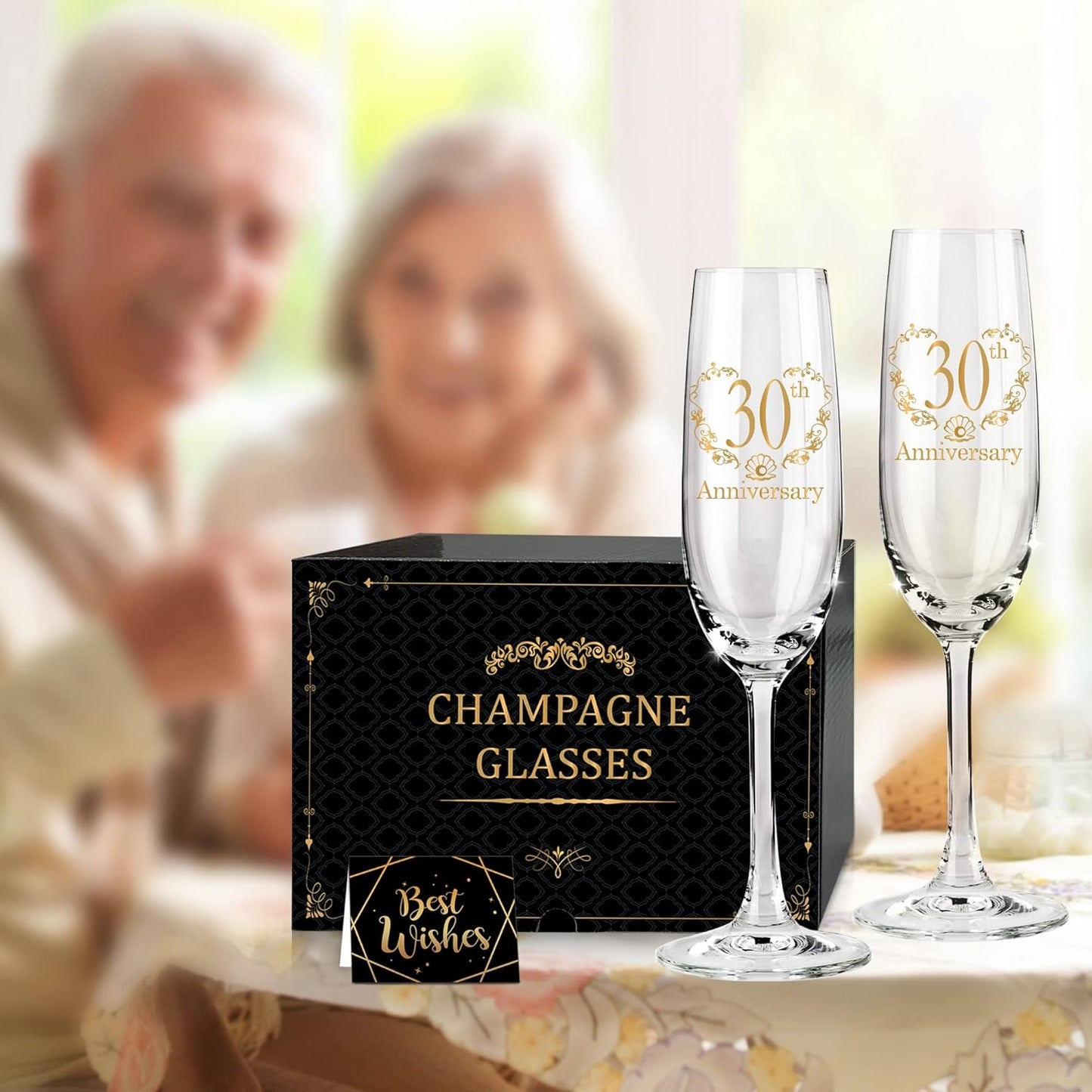 30th Anniversary Champagne Flutes, 30th Wedding Anniversary Couple Gifts, Wedding Anniversary Champagne Flutes Glasses Set of 2, Couples gifts, Anniversary 30th Gifts for Parents
