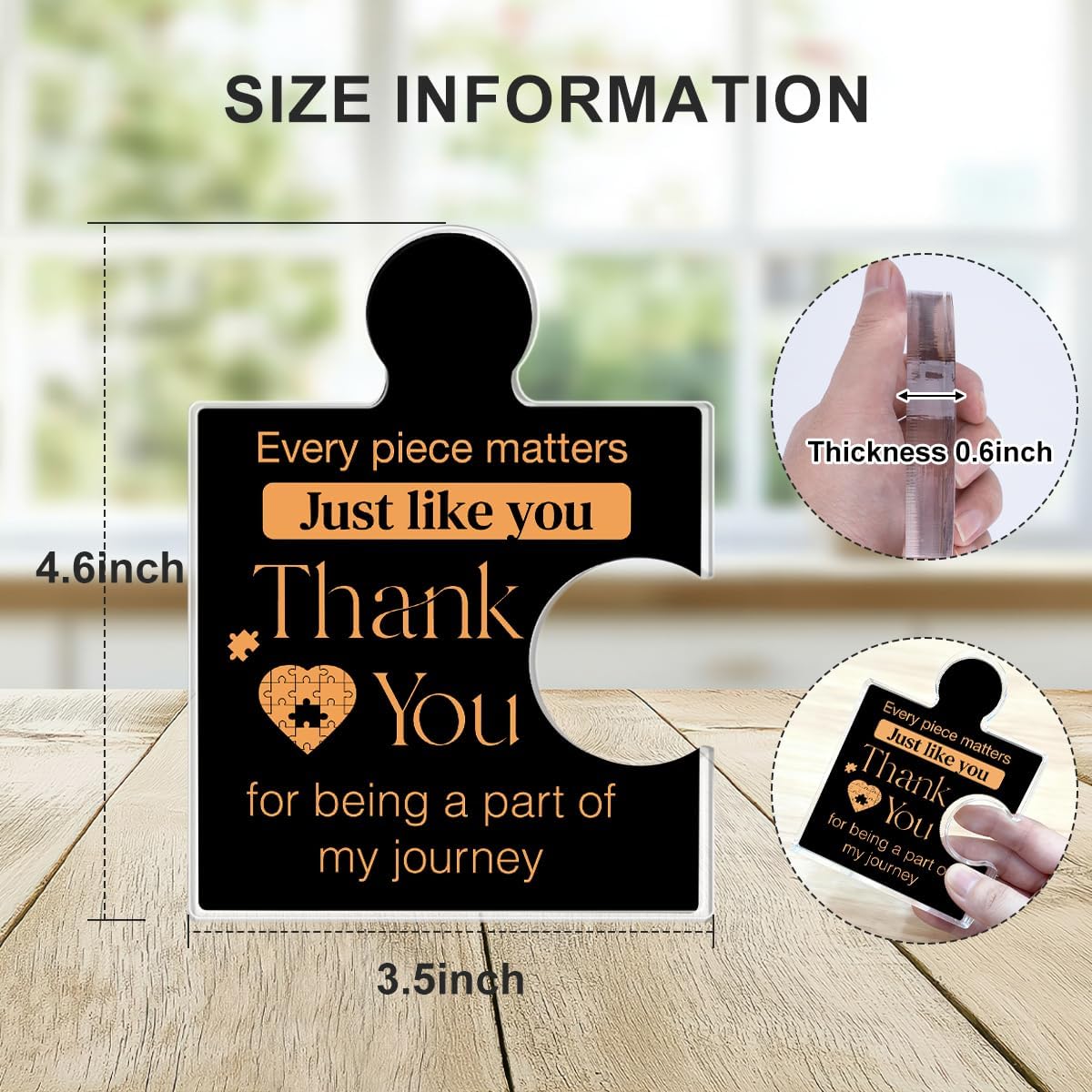 Thank You Gifts for Coworkers Appreciation Gift Retirement Gifts for Colleagues Employees Boss, Every Piece Matters Just Like You Acrylic Puzzle Piece Plaque Office Decor, Black