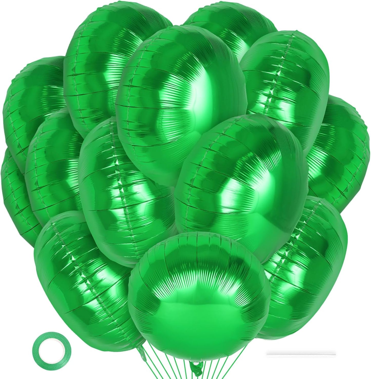 20 Pcs Round Shaped Balloons,18 Inch Round Foil Balloon,Giant Round Mylar Balloon Helium Balloons for Birthday Party Baby Shower Wedding Decorations (Green)