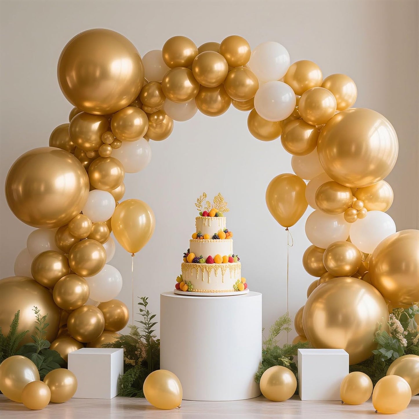 Gold Balloon,145pcs Latex Metallic Gold Balloons Arch Kit Different Sizes 18 12 10 5 Inch,Gold Balloon Garland Arch for Birthday Party Engagement Wedding Graduation Anniversary Fiesta Decoration