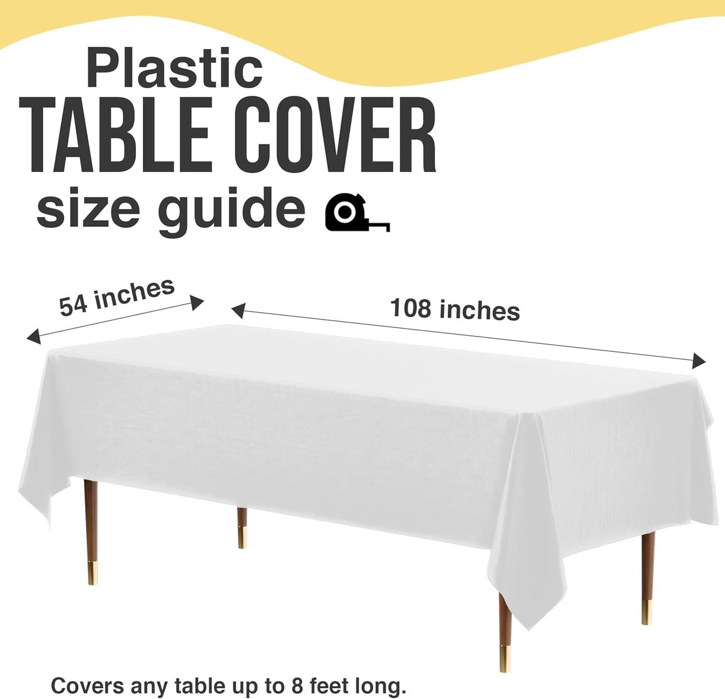 Party Solids 66% Thicker Premium Plastic Table Cloth Rectangle Table Cover 0.5 Mil 12 Pack White Table Cloth 54 Inch x 108 Inch Disposable Tablecloth Won't Tear Easily Like Cheap Thin Brands