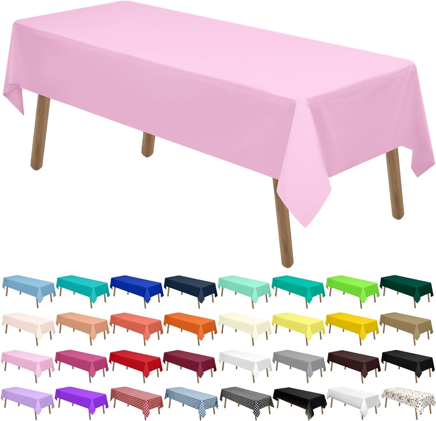 PARTY ULYJA Pink Plastic Tablecloths 2 Pack Disposable Table Covers 54 x 108 Inch PEVA Vinyl Bridal Shower BBQ Picnic Birthday Wedding Banquet Parties 8 ft Rectangle Use